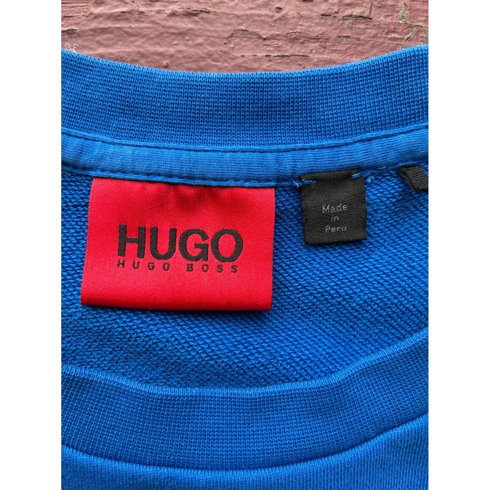 Hugo Boss Royal Blue Vertical Logo Sweatshirt Size Large Preppy Streetwear - Picture 4 of 8